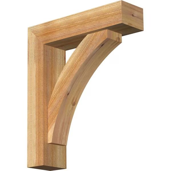 Thorton Block Rough Sawn Bracket w/ Offset Brace, Western Red Cedar, 6